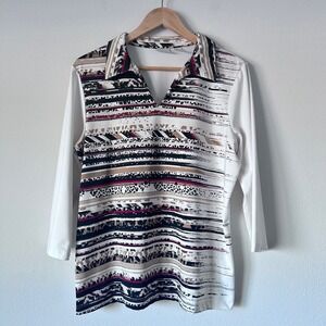 Zenergy Golf by Chicos Womens Polo Shirt Size 2 Rhinestone